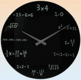 Glas Wanduhr Mathematics schwarz - 1