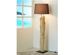 Handarbeit Treibholz-Lampe XL Höhe 175 cm | Stehleuchte Holzstamm Baumstamm Naturholz Lampenschirm Baumwolle braun | Standlampe Schwemmholz Holz Innenbeleuchtung Lampe E27 | Unikat - 1