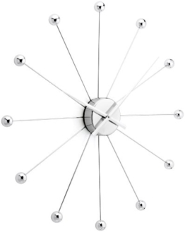 Kare Wanduhr Like Umbrella Chrome, 30200, grosse, moderne Dekouhr, silber (H/B/T) 60x60x6cm - 1