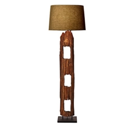 LIGHT WINTER XL DESIGN STEHLAMPE STEHLEUCHTE mit SCHIRM aus HOLZSTAMM BAUMSTAMM TREIBHOLZ HANDGEFERTIGT 175 cm HÖHE | HOLZ LAMPE TREIB-HOLZ UNIKAT | LAMPENSCHIRM: Braun| - 1