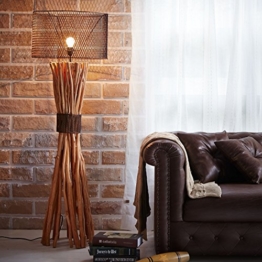 LOFT STYLE BUNCHED XL DESIGN STEHLAMPE STEHLEUCHTE mit SCHIRM aus TREIBHOLZ HANDGEFERTIGT 150 cm HÖHE | HOLZ HOLZLAMPE TREIB-HOLZ UNIKAT | LAMPENSCHIRM: METALL | DIE EXKLUSIVE VINTAGE LAMPE - 1