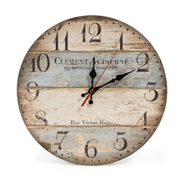 LOHAS Home 12 Zoll/30CM Holz Wanduhr/Küchenuhr im Landhausstil Stille Nicht-tickende für die Küche,Home Office, Wohnzimmer und Schlafzimmer (Victor Hugo) - 1