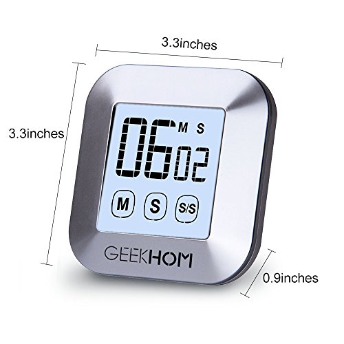 Magnetischer Küchentimer, GEEKHOM Digitaler Touchscreen-Timer mit Alarm