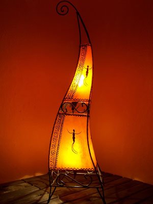Orientalische Stehlampe Marrakesch orange 100cm Lederlampe Hennalampe Lampe | Marokkanische Große Stehlampen aus Metall, Lampenschirm aus Leder | Orientalische Dekoration aus Marokko, Farbe Orange - 2