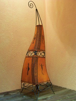 Orientalische Stehlampe Marrakesch orange 100cm Lederlampe Hennalampe Lampe | Marokkanische Große Stehlampen aus Metall, Lampenschirm aus Leder | Orientalische Dekoration aus Marokko, Farbe Orange - 5