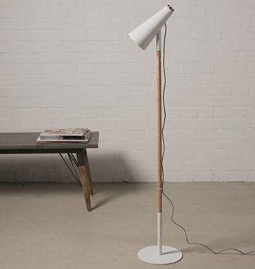 Stehlampe 139cm weiß mit Touch-Sensor Holz Design Modern Lampe Leuchte 3,5m Kabel - 2