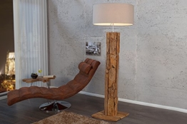 Stehlampe Holz Designerleuchte 160cm aus echtem Teakholz Leinen Schirm Moderne Wohnzimmer Lampe - 1