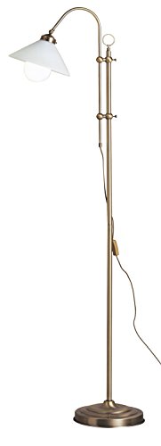 Stehlampe / Standleuchte, höhenverstellbar, Messing antik, Standfuß-Ø 23 cm, Tiefe 47 cm, Höhe 145-170 cm - 1