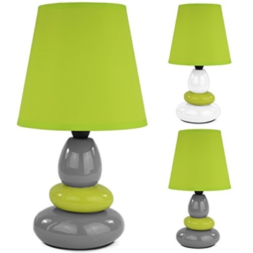 Tischleuchte Tischlampe Steinoptik Nachttischlampe Nachttischleuchte Schreibtischlampe Lampe Leuchte grün weiß 4106 Höhe : 31 cm - 3