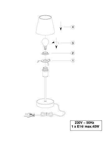 Trio Leuchten Tischleuchte Luis Nickel matt, Metall, Glas, Touch-Dimmer 595500106 - 3