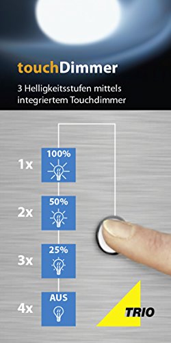 Trio Leuchten Tischleuchte Luis Nickel matt, Metall, Glas, Touch-Dimmer 595500106 - 6