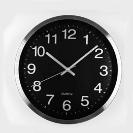 Viemode 12 Zoll Modern Sweep Quartz Wanduhr Ohne Ticken (Analog lautlos, großes Ziffernblatt mit 30,5 cm, u.a. Geeignet für Küche, Schuluhr, Klassenzimmer) Schwarz - 1